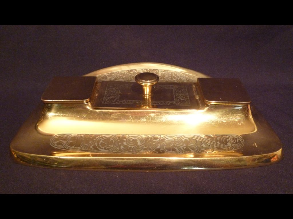 Antik szecessziós bronz íróasztali készlet