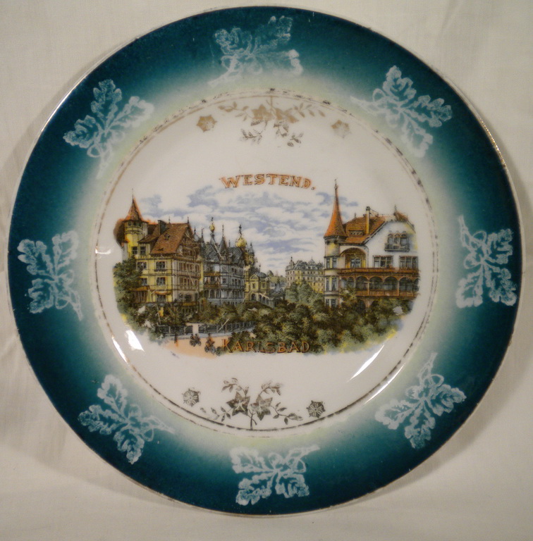 Antik Karlsbadi emlék porcelán tányér