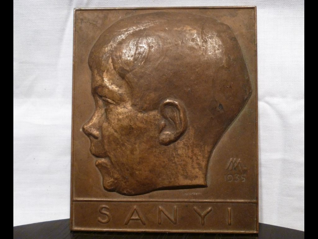 Antik jelzett bronz plakett SANYI 1935