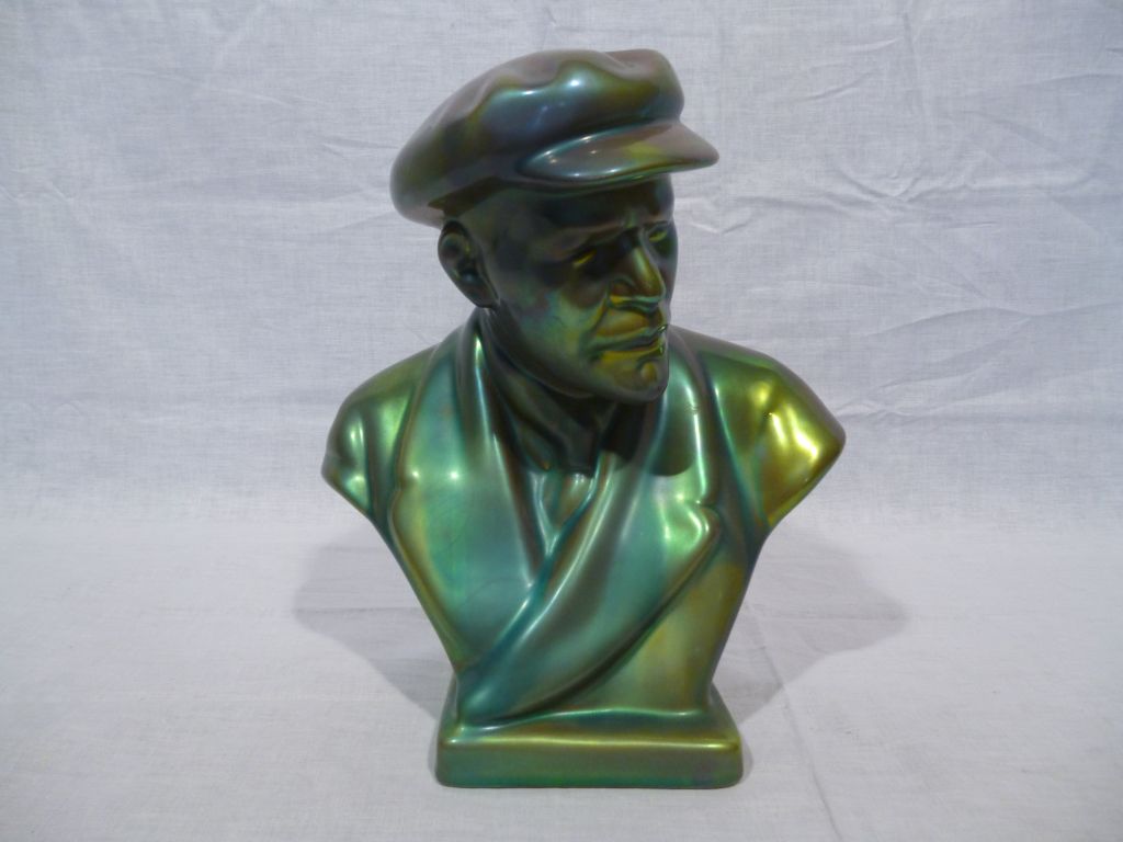 Zsolnay eozén Lenin mellszobor 27 cm