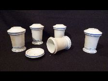 Antik porcelán patika edény tégely 5 db