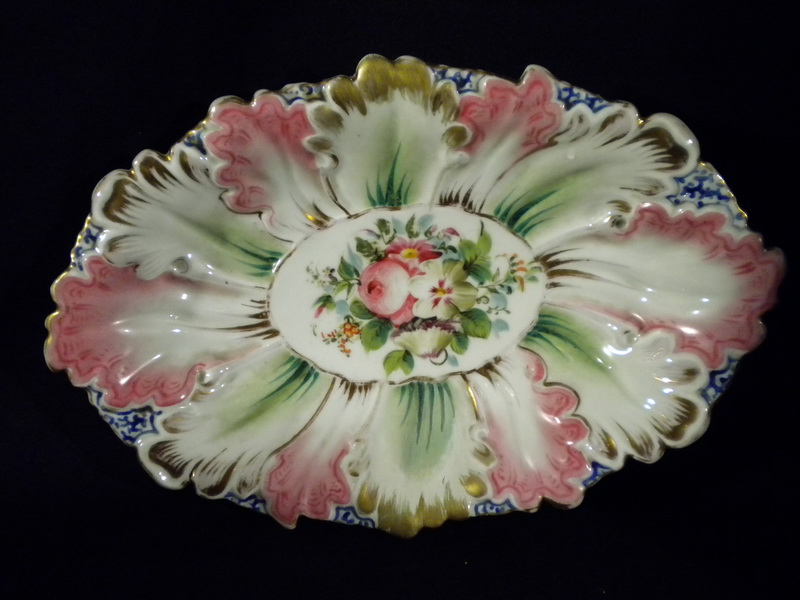 Antik rózsás porcelán asztalközép