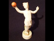 Antik Zsolnay porcelán figura labdázó lány