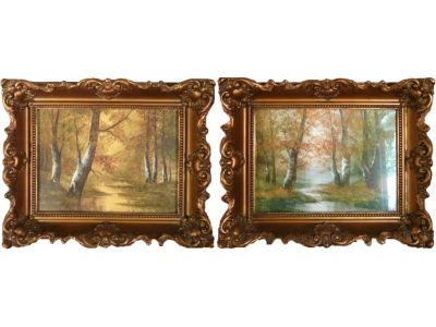Beregi G. jelzés erdőbelső festmény pár