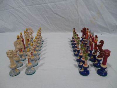 Régi kézzel készített sakk figura készlet
